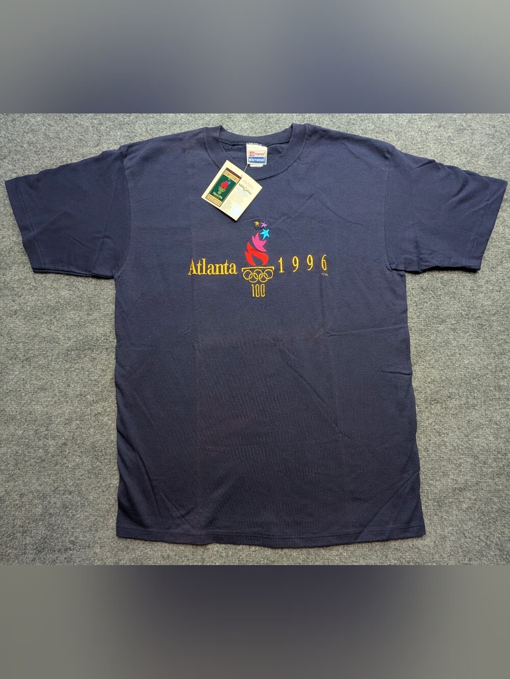 Hanes Heavyweight Atlanta Olympics 1996 Unisex XL Blue AUTHENTIC Vtg ~NWT~